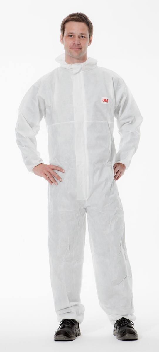 3M 4515W Protective coverall, white, TYPE 5/6, size L, material SMMS low-lint, elastic band finish