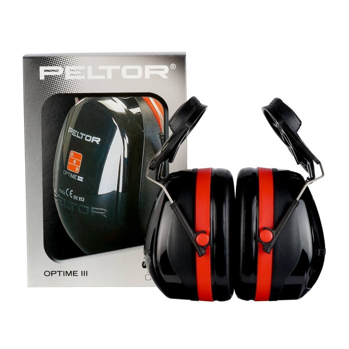 3M Peltor Optime III earmuffs, helmet attachment, black, with helmet adapter, SNR = 34 dB, H540P3H-413-SV