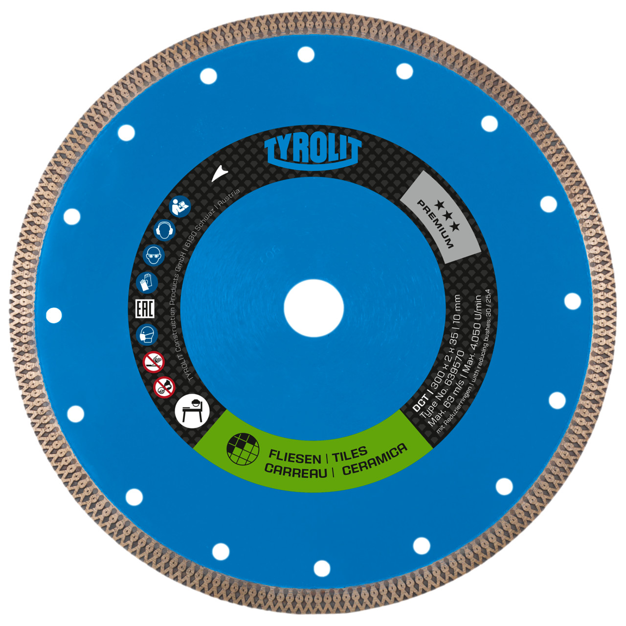 TYROLIT table saw blade DxTxH 250x1.6x35 DCT, shape: 1A1R (cut-off wheel with continuous cutting wheel), Art. 639569
