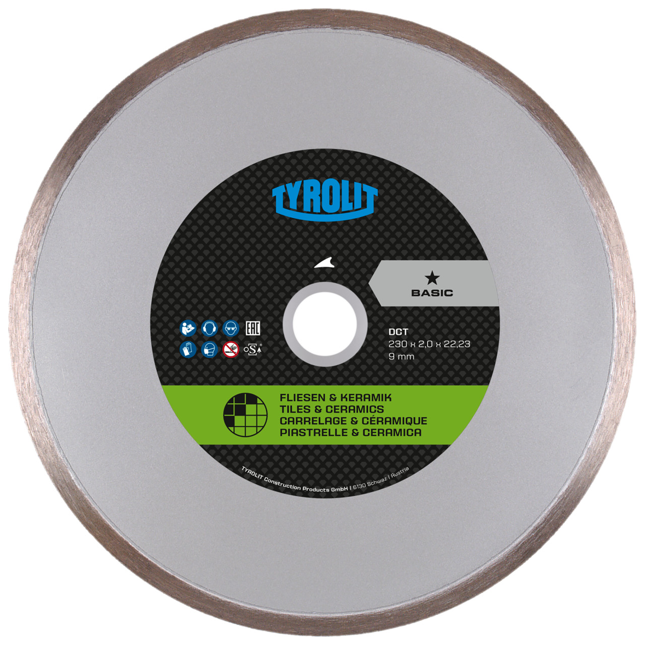 TYROLIT dry-cutting saw blades DxDxH 125x1.6x22.23 DCT, shape: 1A1R (cut-off wheel with continuous cutting wheel), Art. 475980