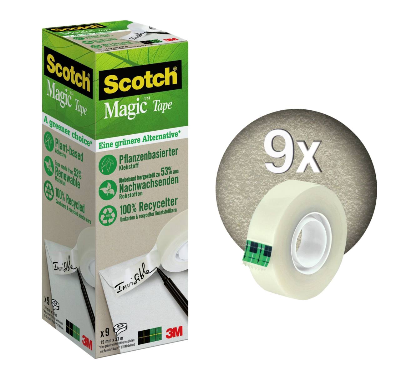 3M Scotch Magic Una scelta più verde Nastro adesivo 9 rotoli 19 mm x 33 m