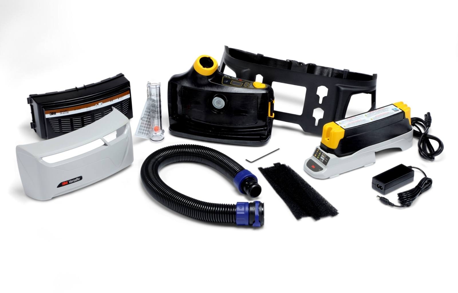 3M TR-819E IS Versaflo starter pack protezione antideflagrante con TR-802E, accessori e casco di sicurezza 3M Versaflo M306 con guarnizione facciale comfort e visiera in policarbonato, trasparente