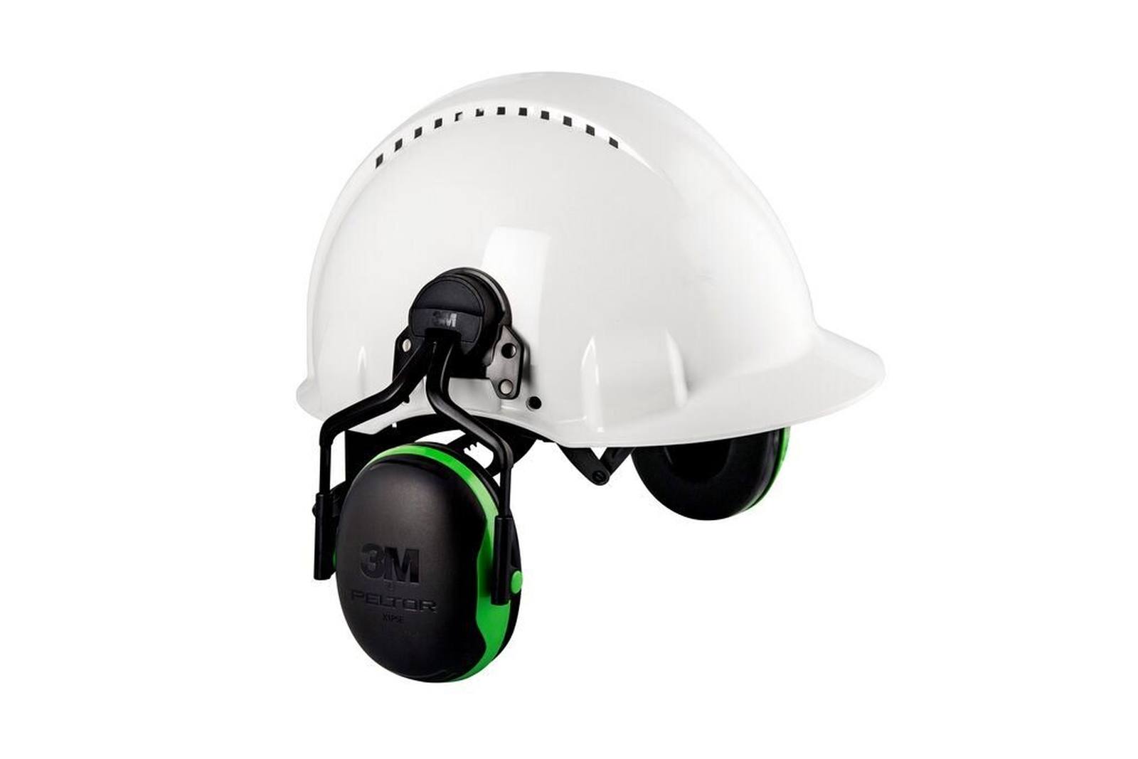 3M Peltor oorkappen, X1P3E helmbevestiging, groen, SNR = 26 dB met helmadapter P3E (voor alle 3M helmen, behalve G2000)