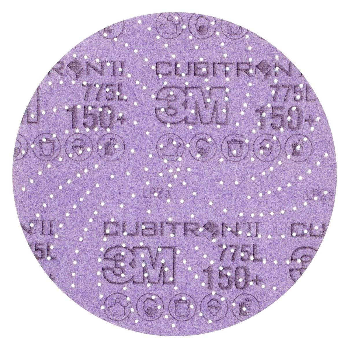 Disco de película 3M Cubitron II Hookit 775L, 150 mm, 150 multiagujeros #64259