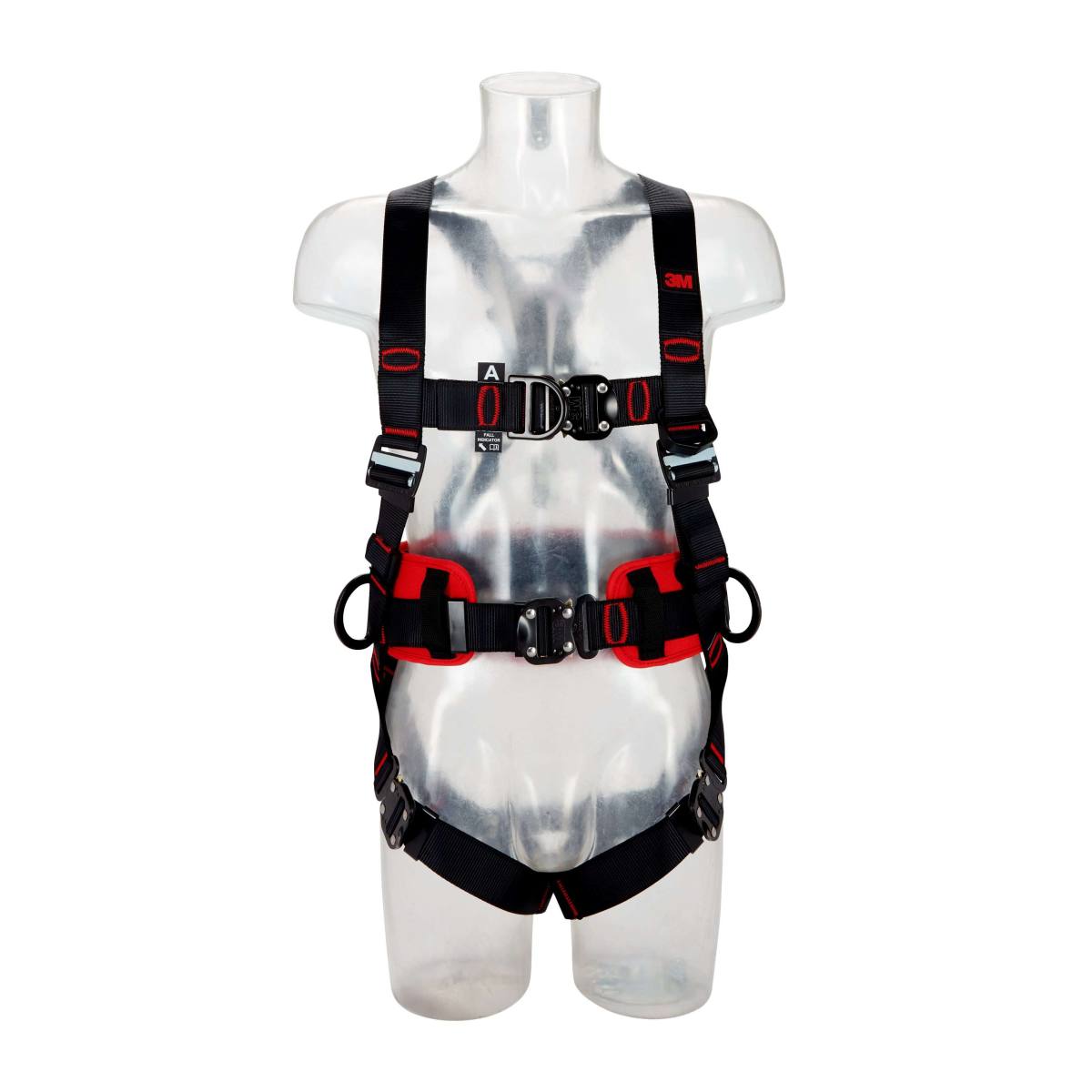 3M PROTECTA full body harness - chest and rear fall arrest eyelets, comfort harness with side attachment points, automatic buckles, chest and rear fall indicators, belt end depot, label protection with labeling field, black coated, XL