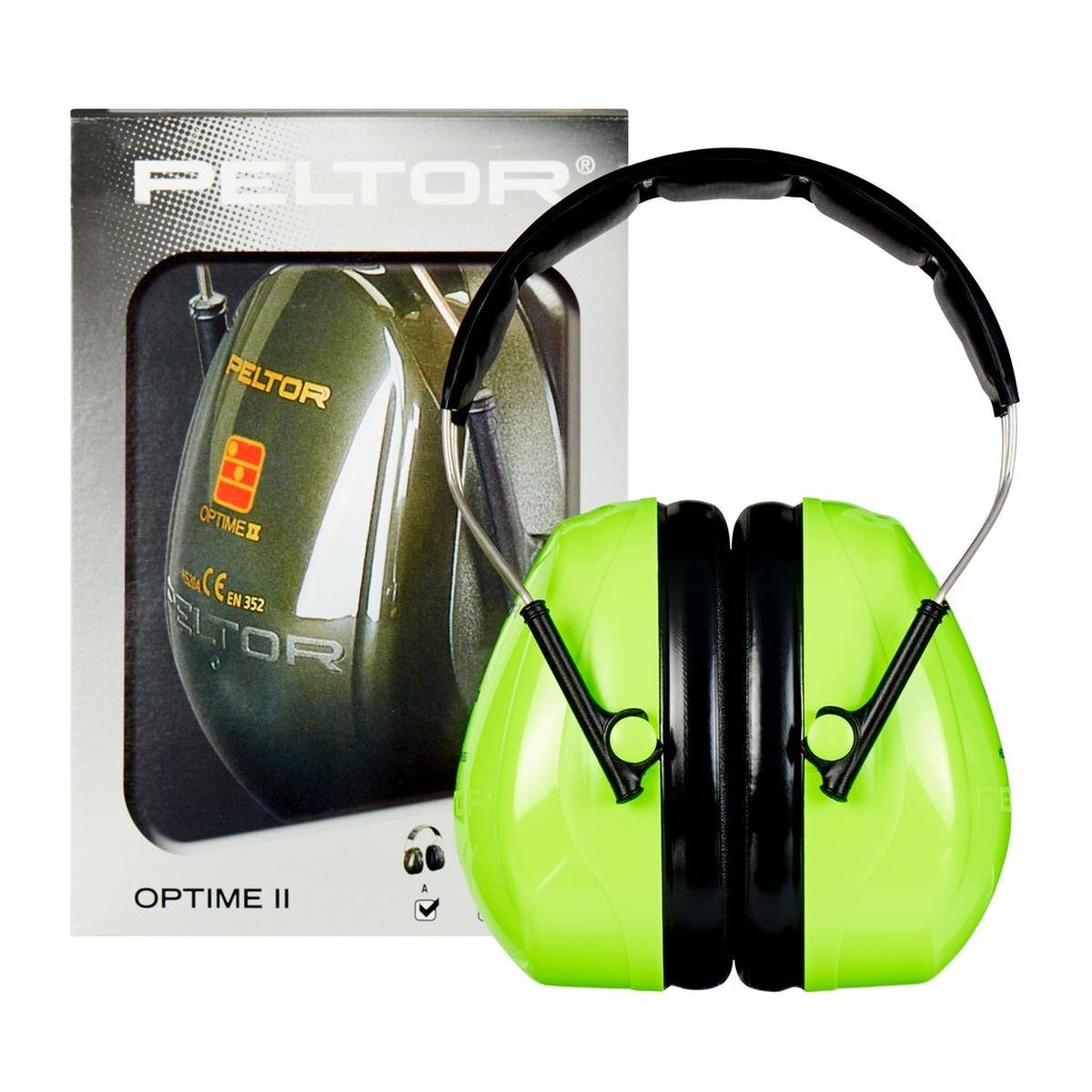 3M Peltor Optime II earmuffs, Hi-Viz headband, high visibility, SNR = 31 dB, H520AV