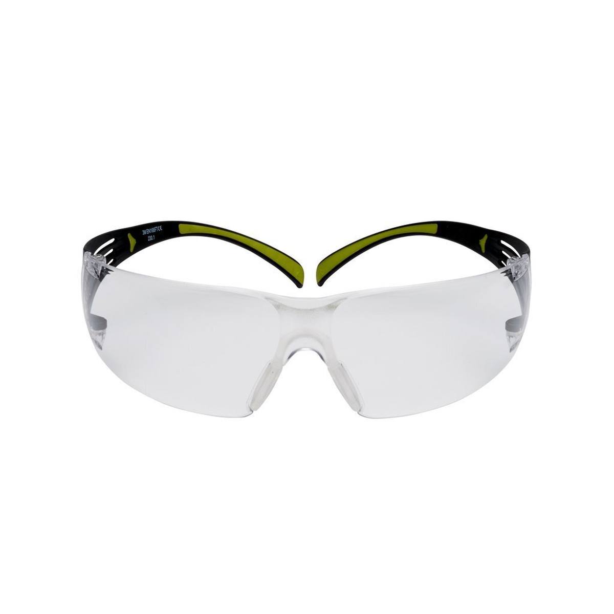 Gafas de protección 3M SecureFit 400, patillas negras/verdes, tratamiento antirrayas/antivaho, lentes transparentes, SF401AS/AF-EU