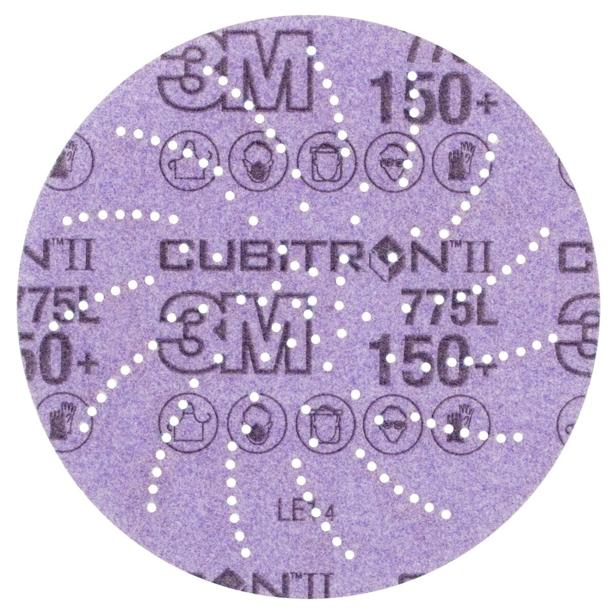 3M Cubitron II Hookit disco de película 775L, 125 mm, 150 , multiagujero #744486
