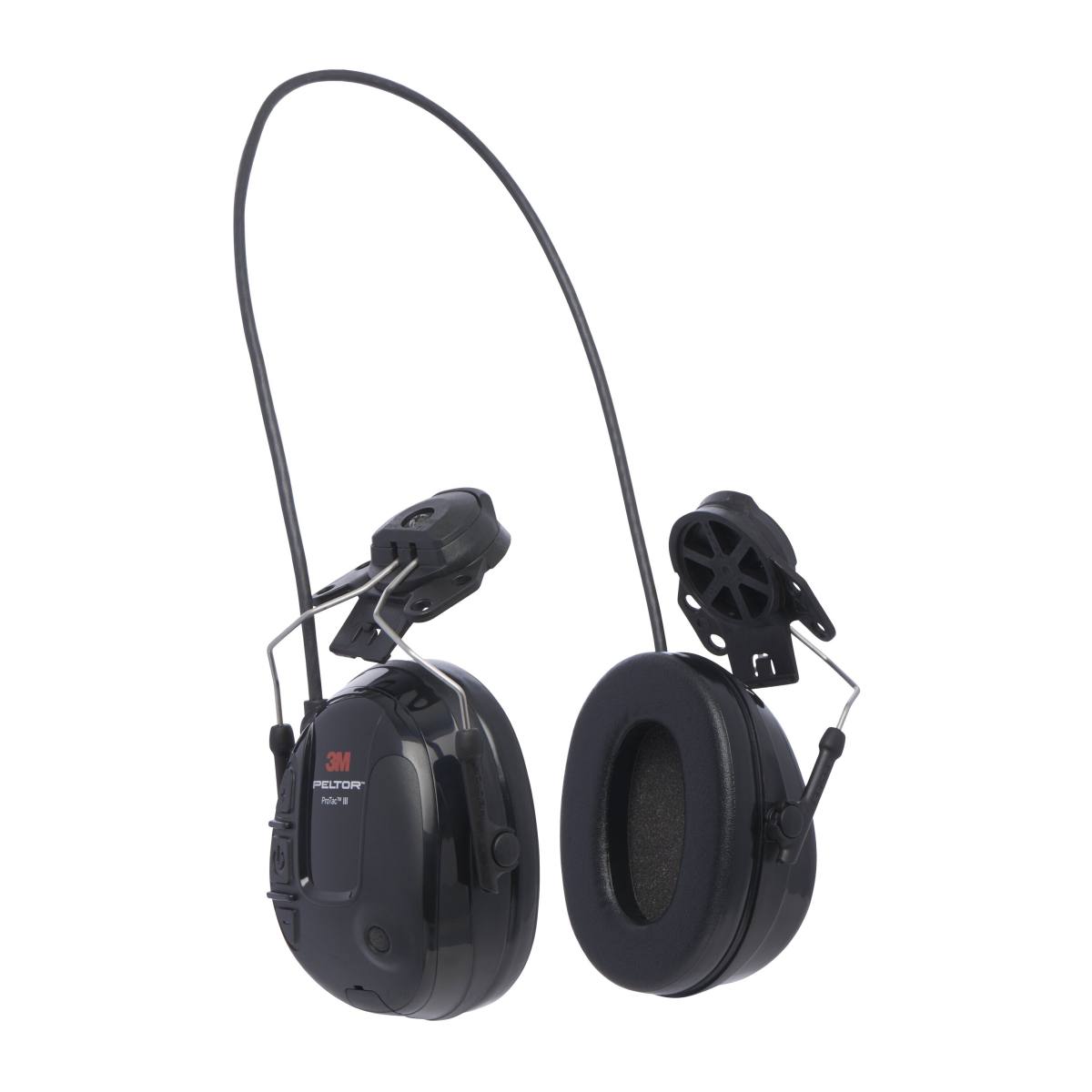 Cuffie di protezione dell'udito 3M Peltor ProTac III Slim, nere, versione per casco, con tecnologia di attenuazione attiva e dipendente dal livello per la percezione del rumore ambientale, SNR = 25 dB, nere