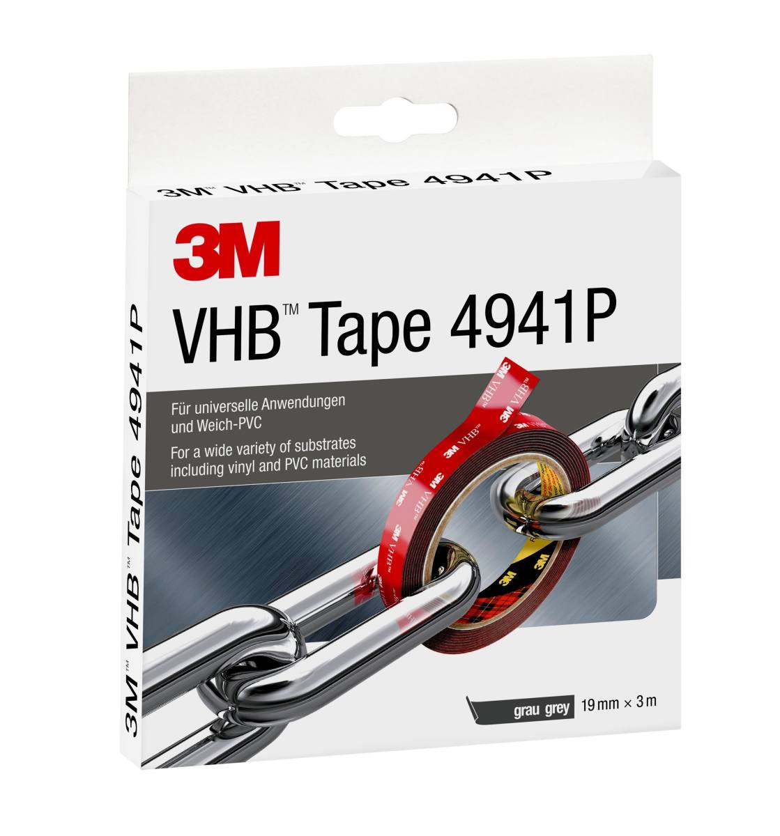 3M VHB adhesive tape 4941P, gray, 19 mm x 3 m, 1.1 mm