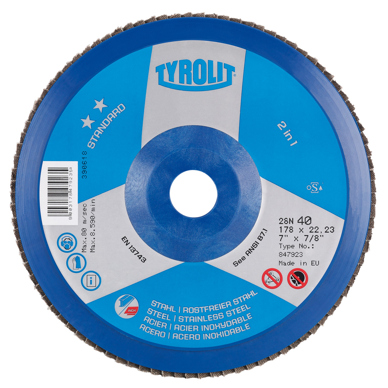 TYROLIT serrated lock washer DxH 125x22.2 2in1 for steel and stainless steel, P40, shape: 28N - straight version (plastic carrier body), Art. 847921