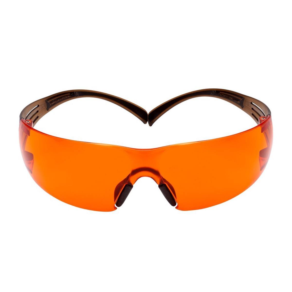 3M SecureFit 400 Schutzbrille, schwarz/braune Bügel, Scotchgard  Anti-Fog-/Antikratz-Beschichtung (K&N), orange Scheibe