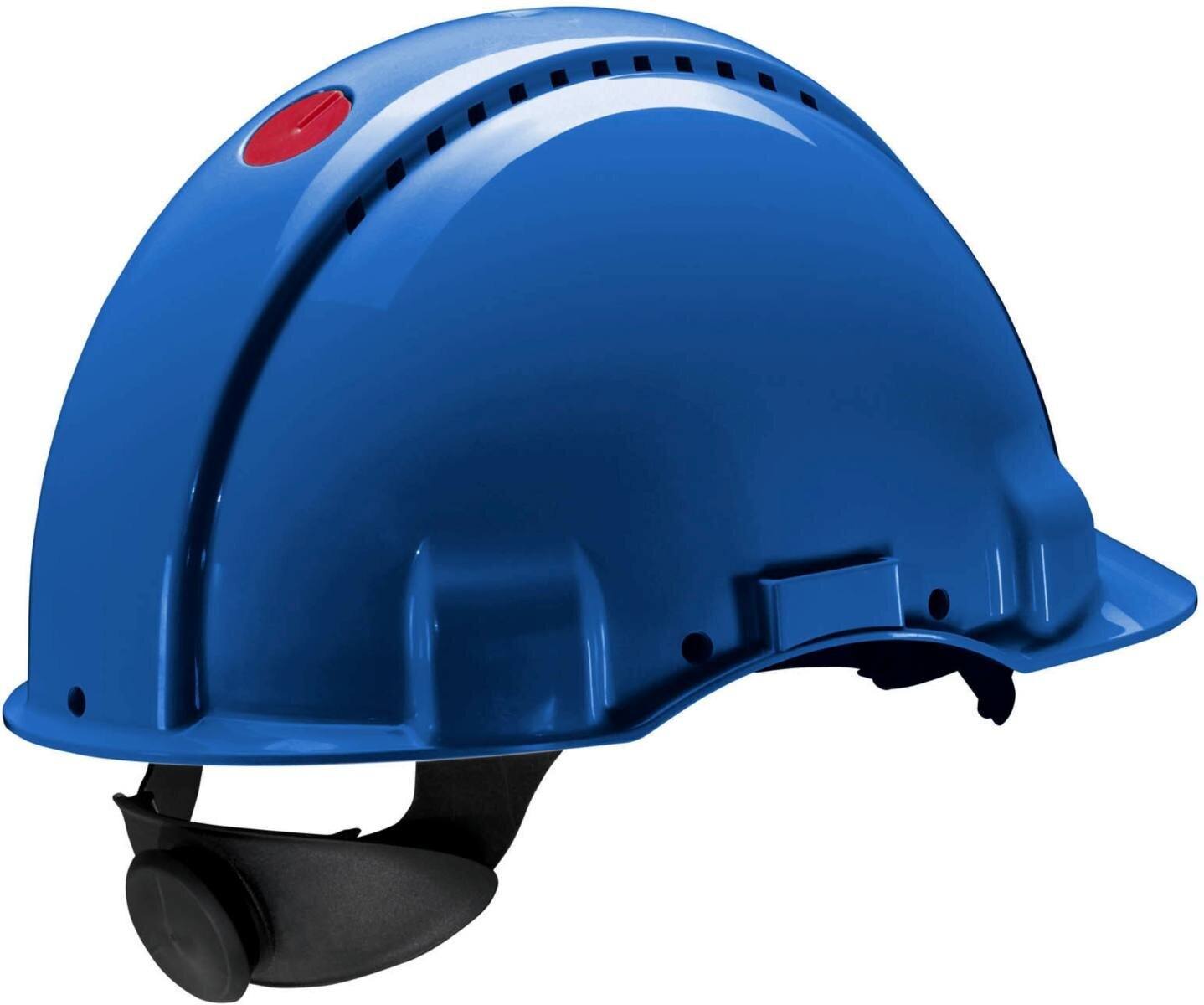 Elmetto di sicurezza 3M G3000 G30NUB in blu, ventilato, con uvicatore, cricchetto e cinturino in plastica per saldatura