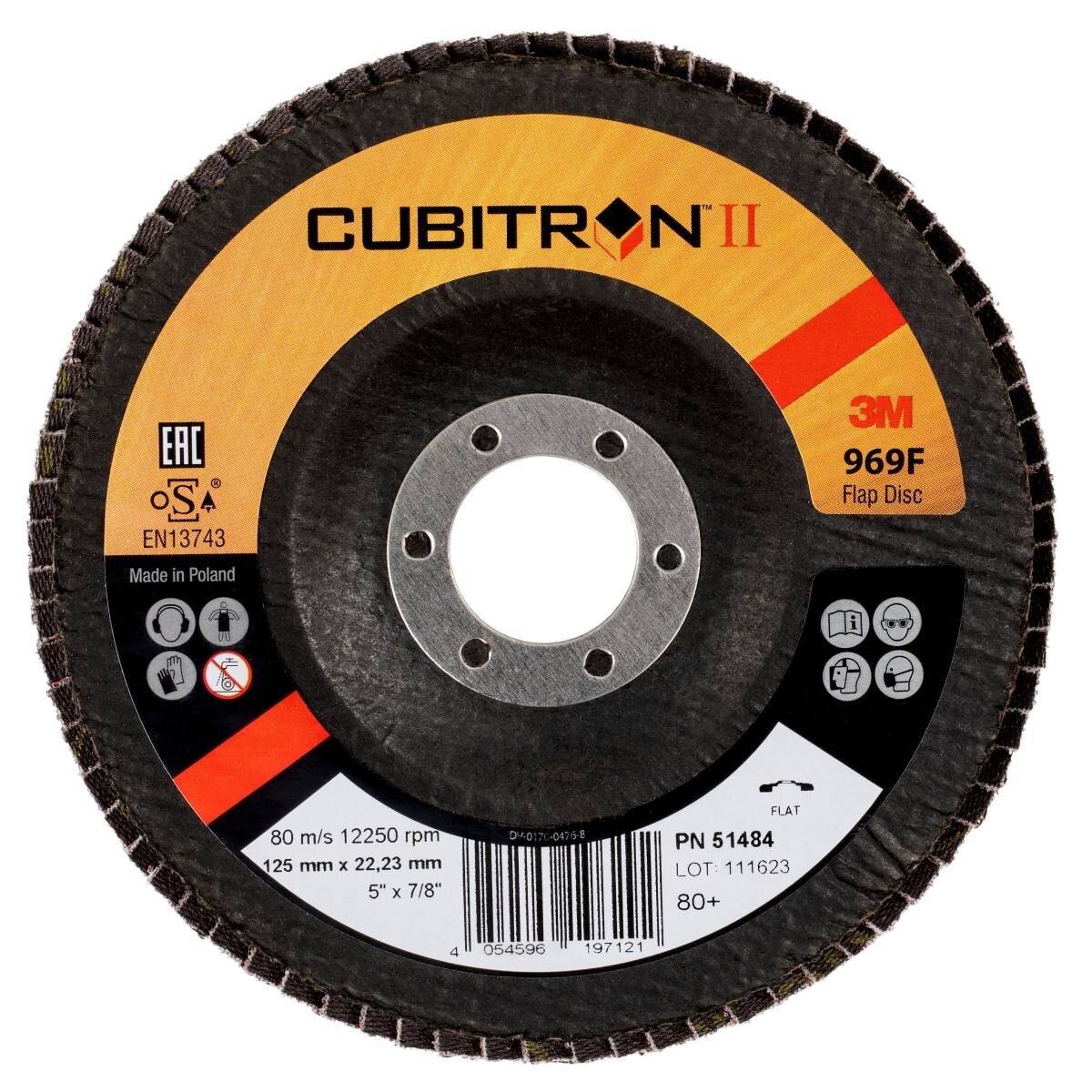 3M 969F Cubitron II discos de láminas d=125mm P80 #51484 plano