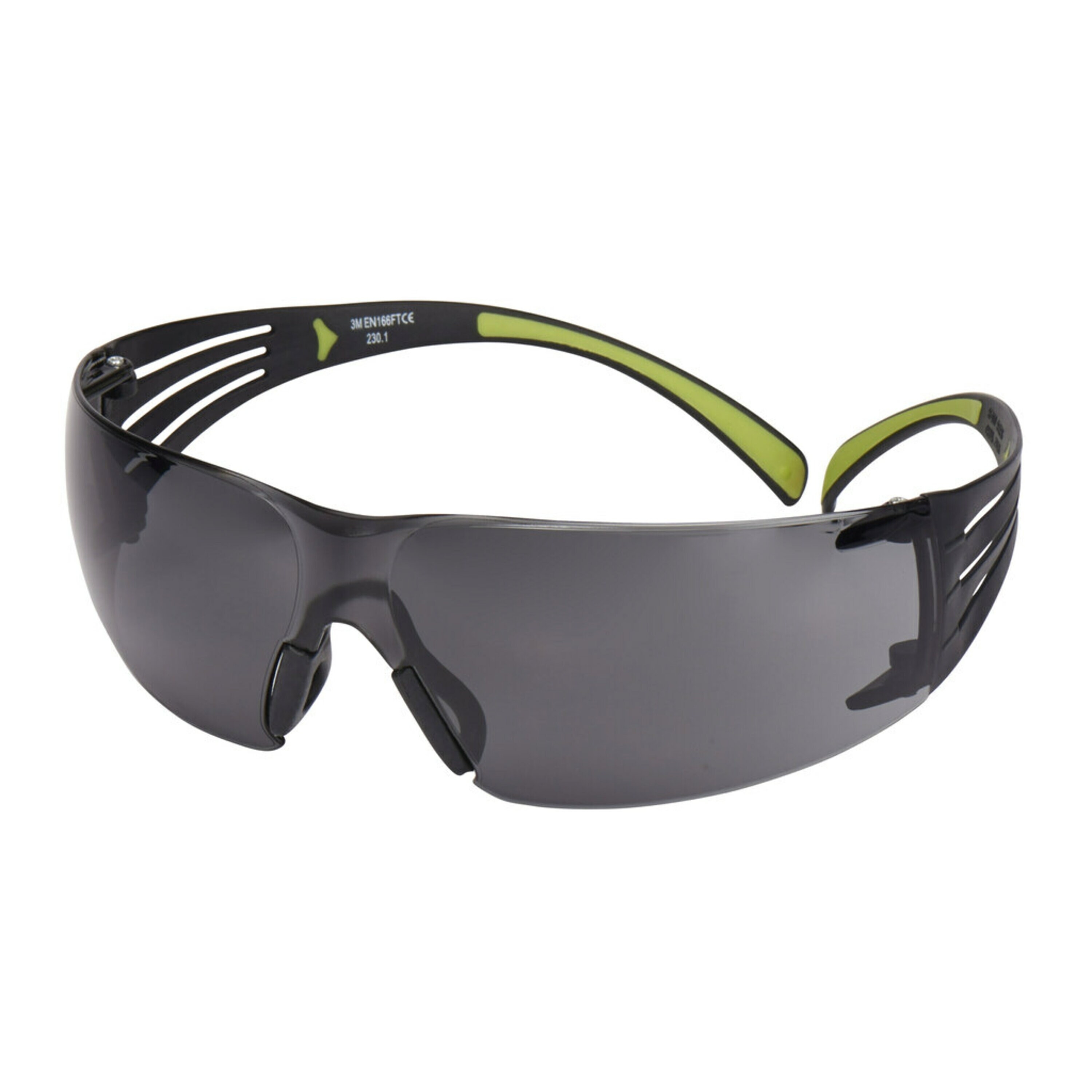 Lunettes de protection 3M SecureFit 400, branches noires/vertes, traitement anti-rayures/anti-buée, écran gris, SF402AS/AF-EU