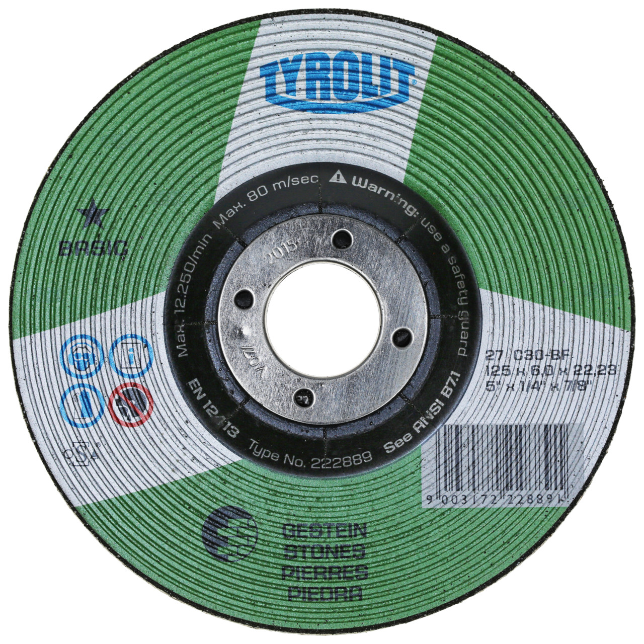 TYROLIT grinding wheel DxUxH 230x6x22.23 For stone, shape: 27 - offset version, Art. 222898