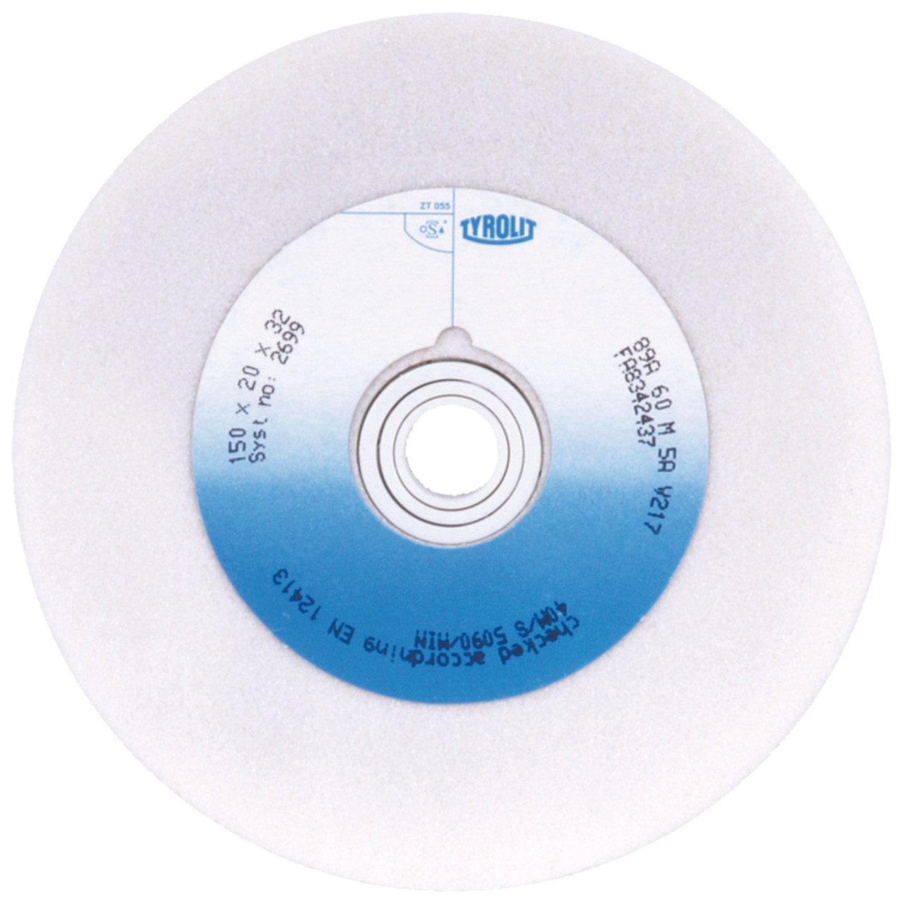 TYROLIT conventional ceramic grinding wheels DxDxH 150x20x32 For high-alloy steels and HSS, shape: 1, Art. 2699