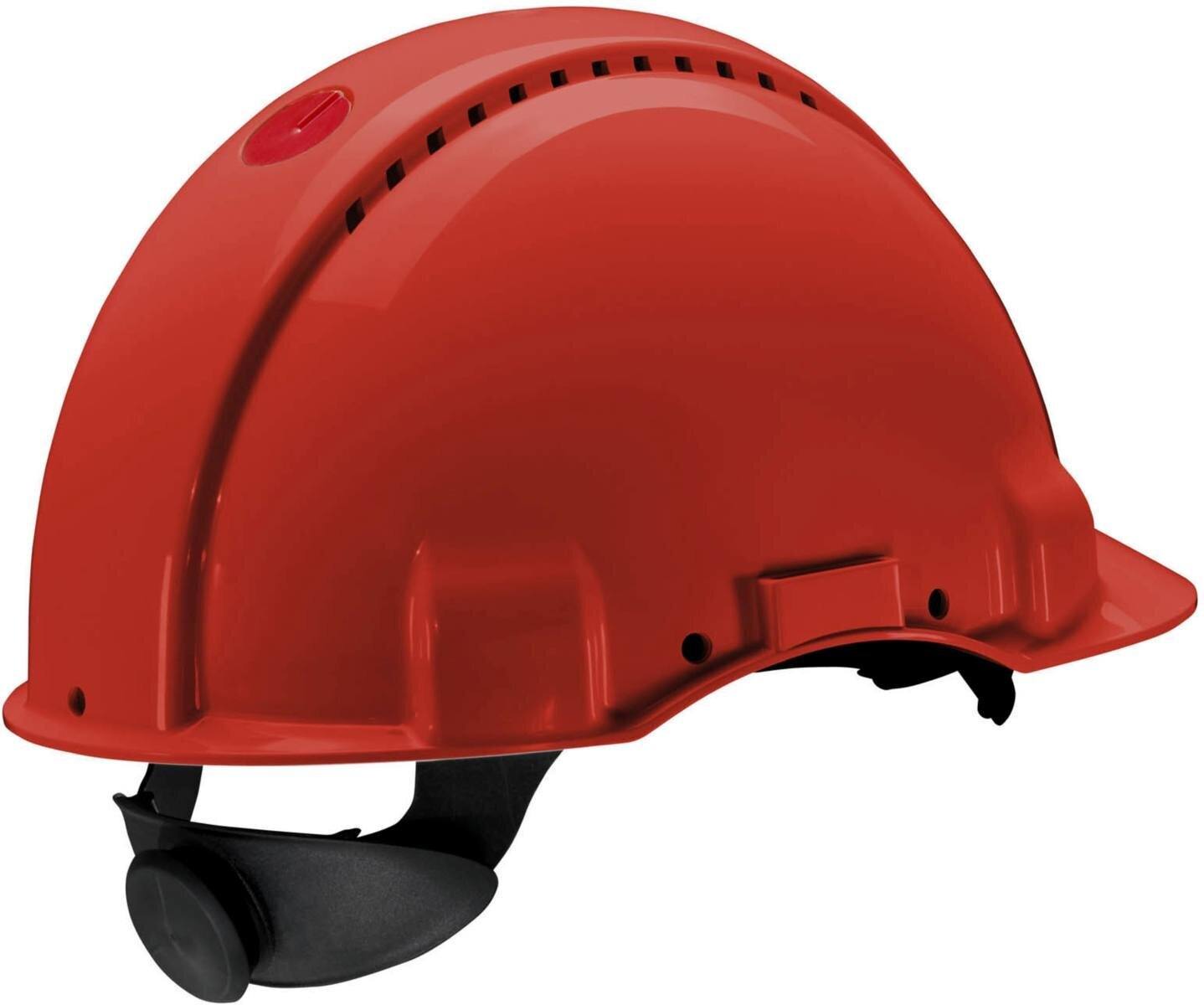 Elmetto di sicurezza 3M G3000 G30NUR rosso, ventilato, con uvicatore, cricchetto e cinturino in plastica per saldatura