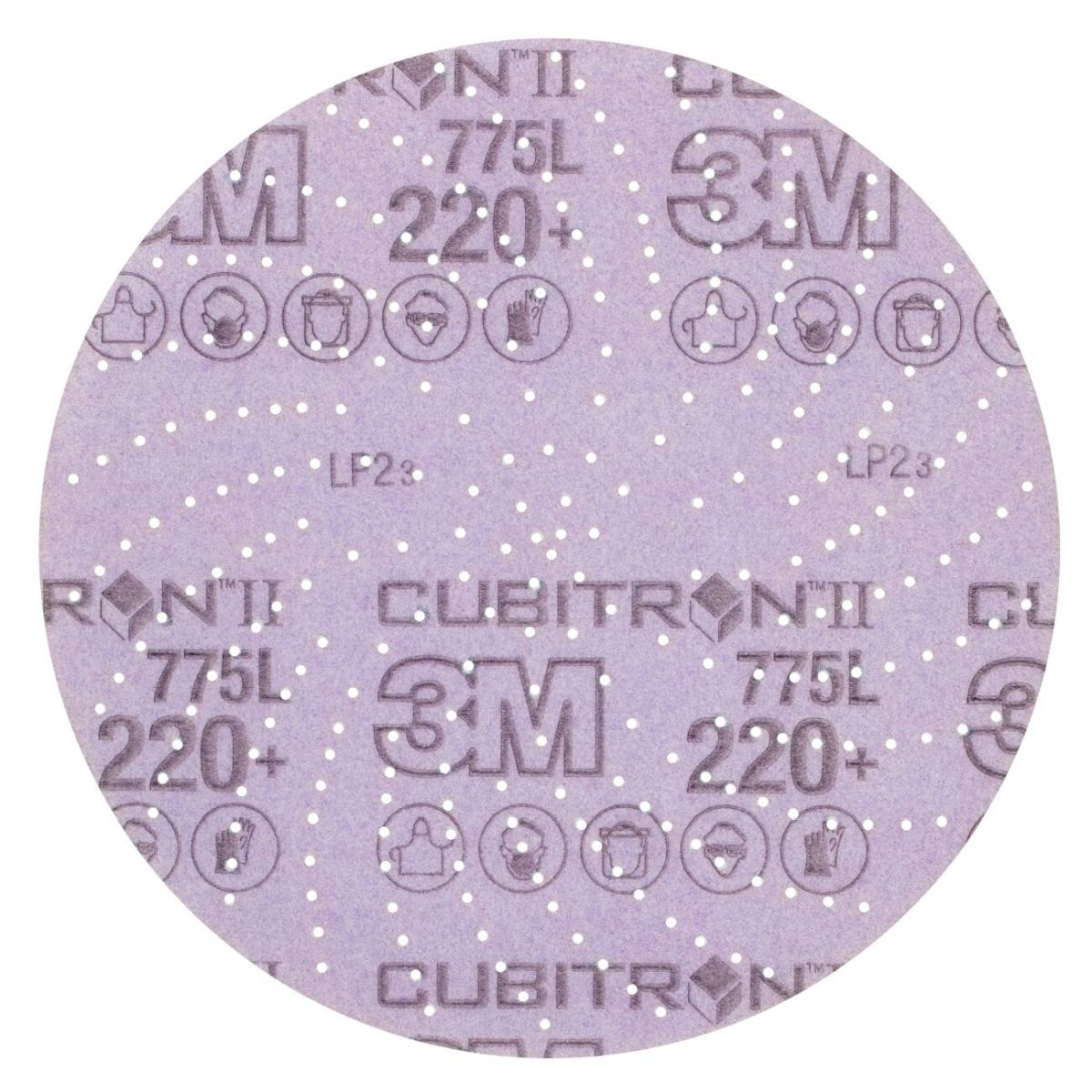 3M Cubitron II Hookit disco de película 775L, 150 mm, 220 , multiagujero #64271