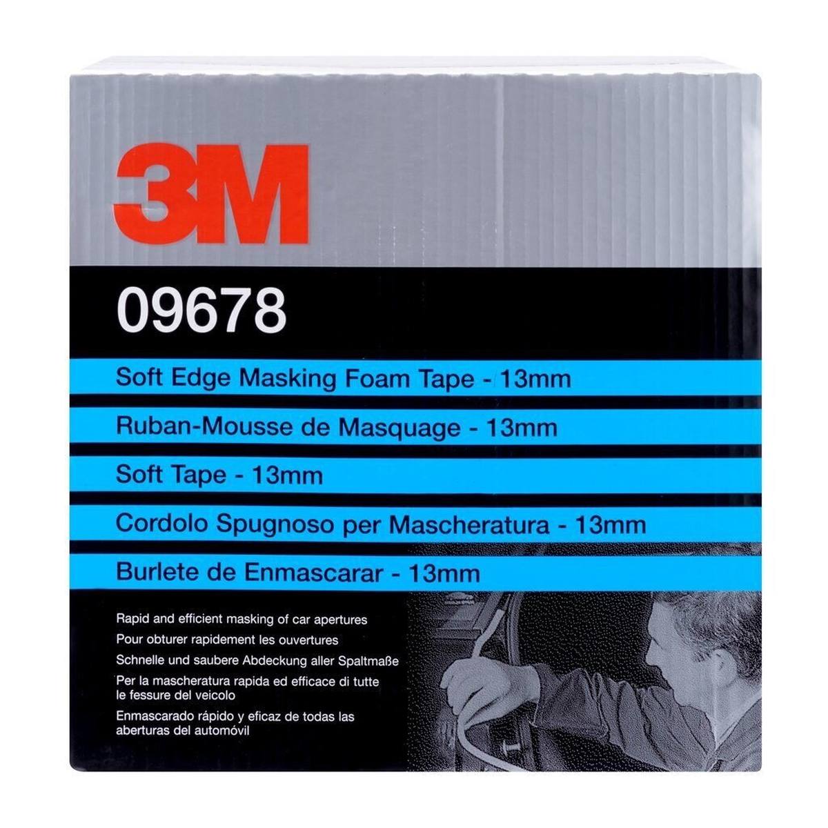 3M Soft Edge Foam Masking Tape, Blanco, 50 m x 13 mm, 1pack = 3pcs #09678