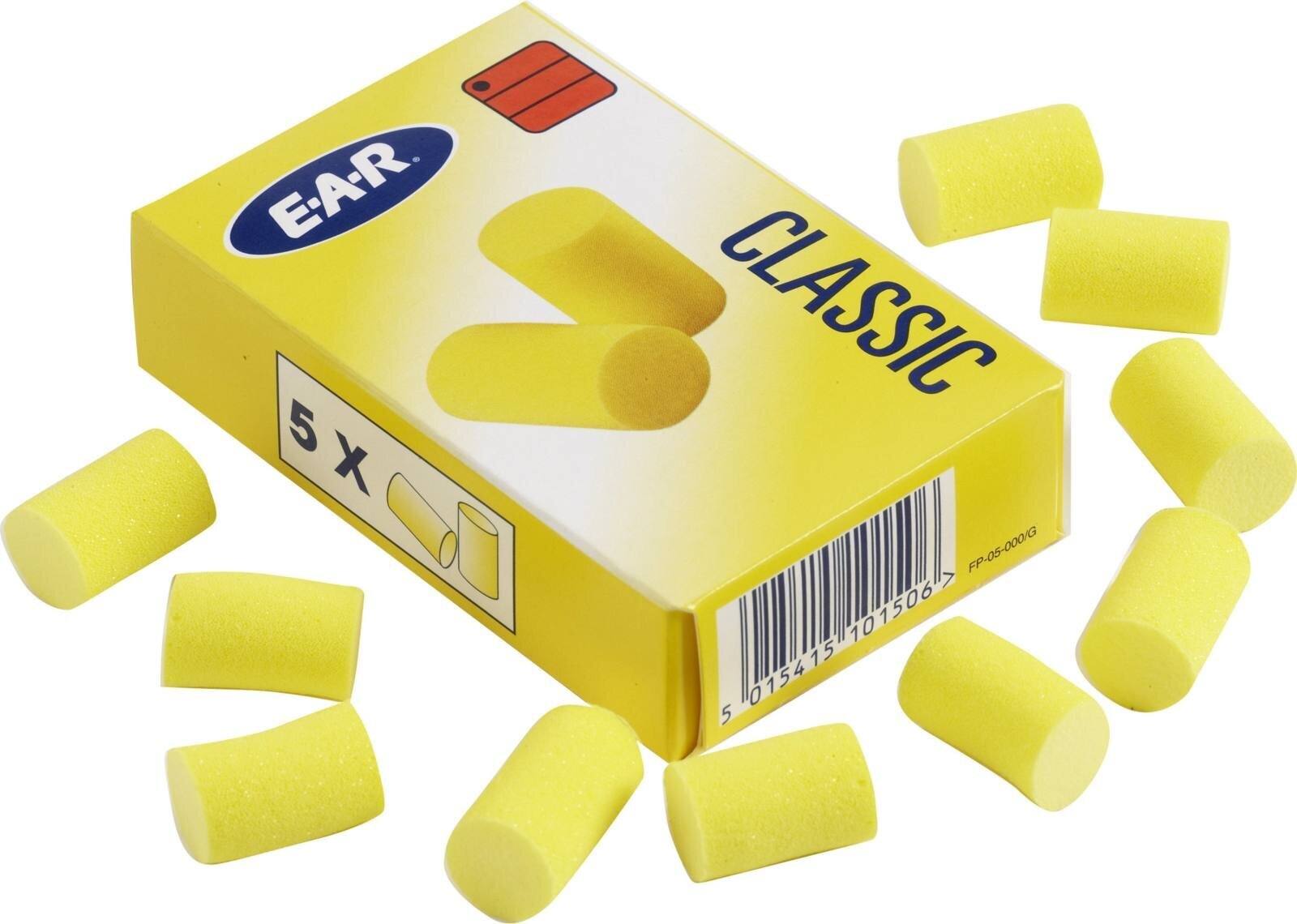 Tapones 3M E-A-R CLASSIC, paquete de bolsillo de 5 pares, amarillo, SNR = 28 dB, FP01000