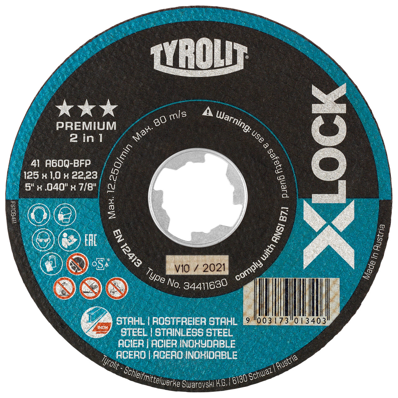 TYROLIT cut-off wheels DxDxH 115x1.6x22.23 X-LOCK for steel and stainless steel