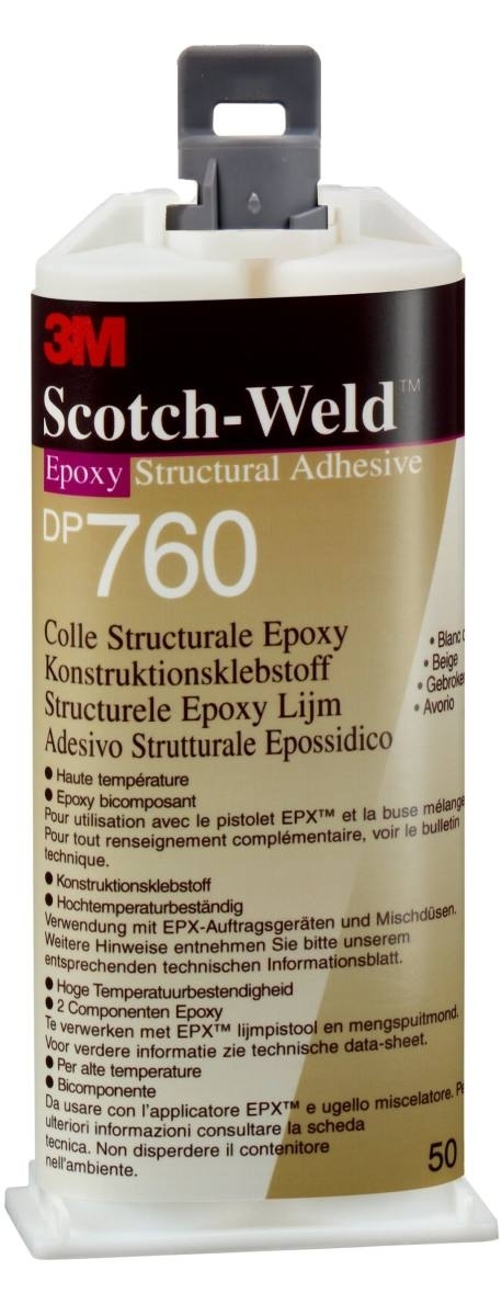 Set de démarrage : 1x 3M Scotch-Weld colle de construction à 2 composants EPX System DP760, blanc, 50 ml, 1x appareil manuel S-K-S pour cartouches EPX 38 à 50ml y compris piston d'avance 2:1 & 10:1, 3x buse de mélange