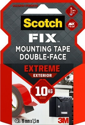 3M Scotch-Fix Extreme ulkoinen kiinnitysteippi, 19 mm x 1,5 m, Kestää jopa 10 kg, 1 kg/15 cm.