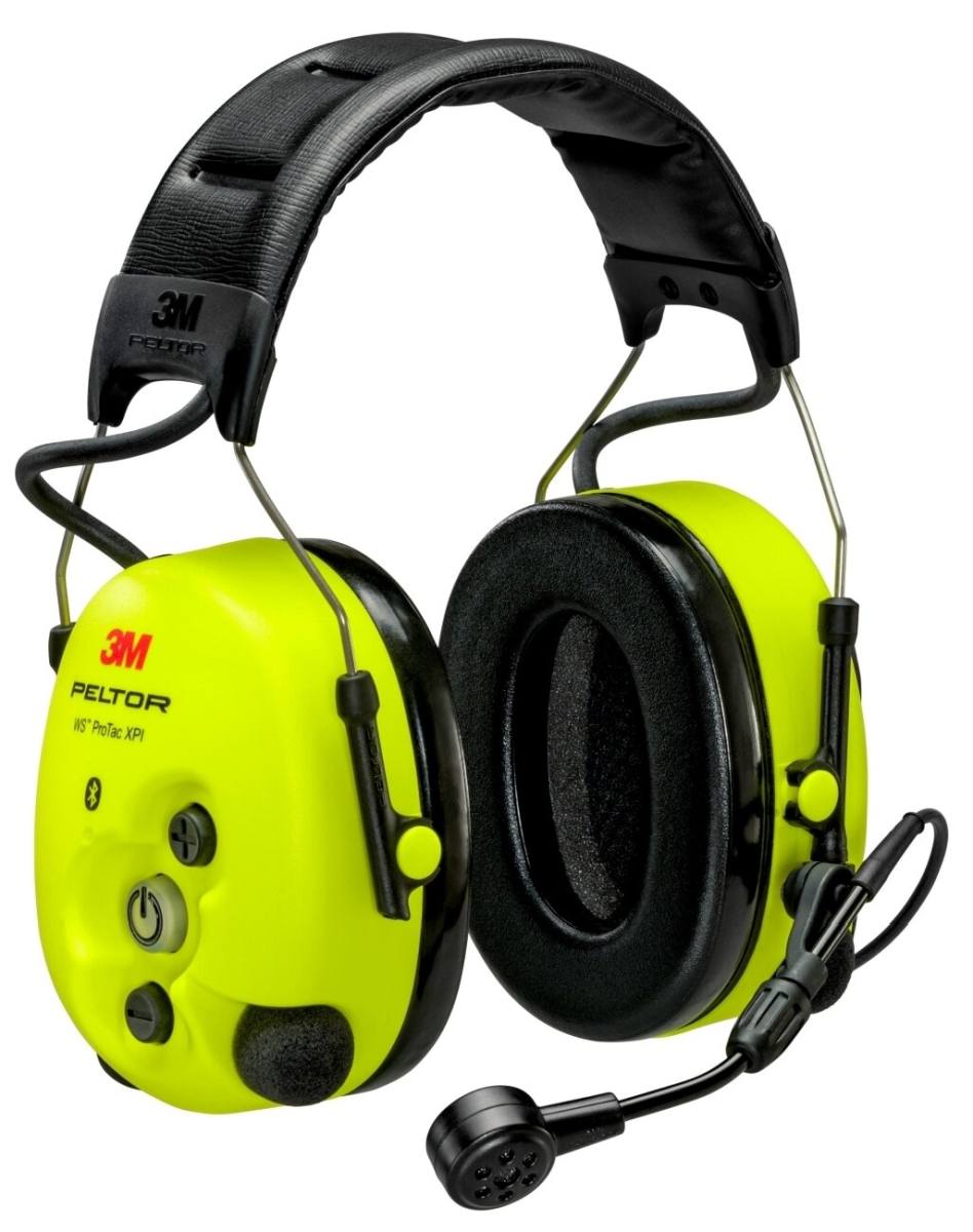 3M Peltor WS ProTac XPI kuulonsuojaimet, kuulokepanta, Bluetooth Multipoint, ympäristön kuulo, IP67-mikrofoni, keltainen, MT15H7AWS6.
