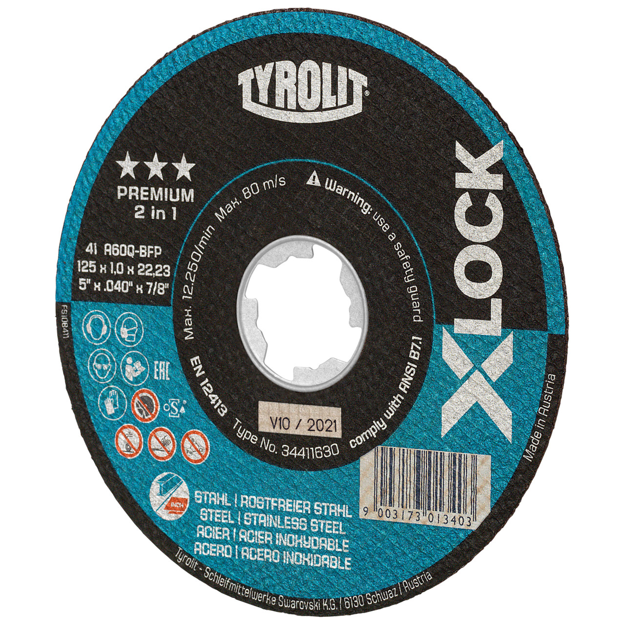 Dischi da taglio TYROLIT DxDxH 115x1,6x22,23 X-LOCK per acciaio e acciaio inox