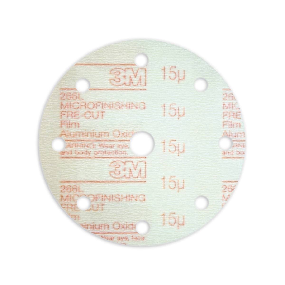 Disco per microfinitura 3M Hookit con gancio e anello 266L, 150 mm, LD801A, 9 fori, 15 micron #00140