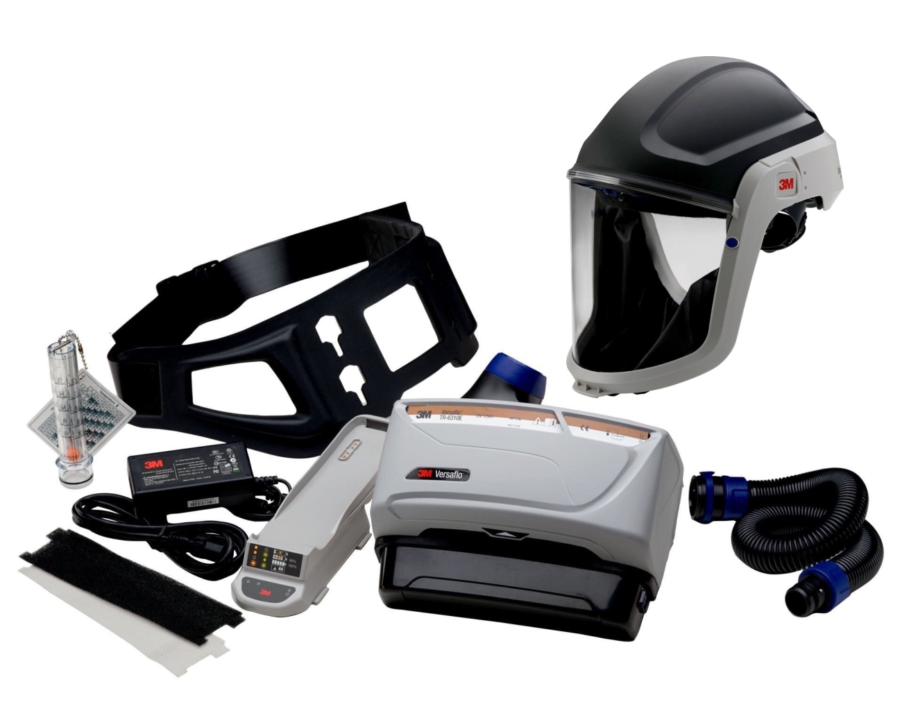 3M TR-619+ Versaflo starter pack include TR-602E, accessori e casco di sicurezza 3M Versaflo M306 con guarnizione facciale comfort e visiera in policarbonato, trasparente