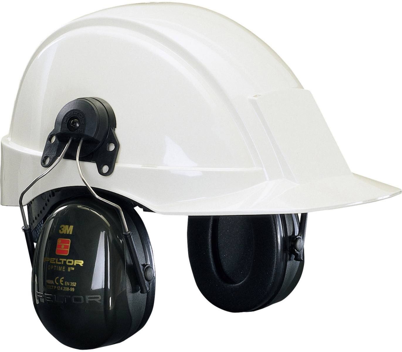 Cuffie auricolari 3M Peltor Optime II, attacco per casco, verde, con adattatore per casco P3E (per tutti i caschi 3M, tranne G2000), SNR = 30 dB, H520P3E