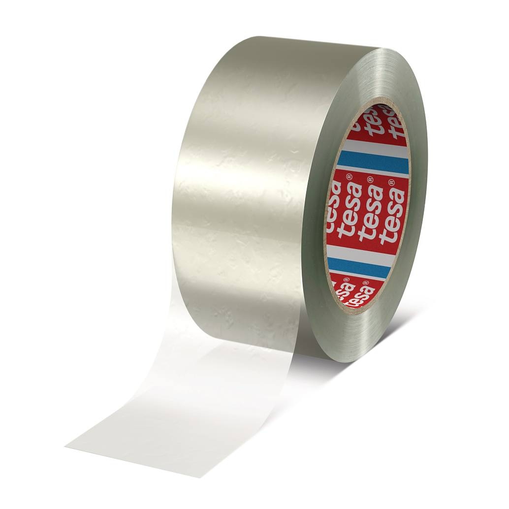 tesa 60412 50mmx66m transparente, es una cinta de embalaje universal con soporte de PET fabricada con un 70% de plástico reciclado postconsumo.