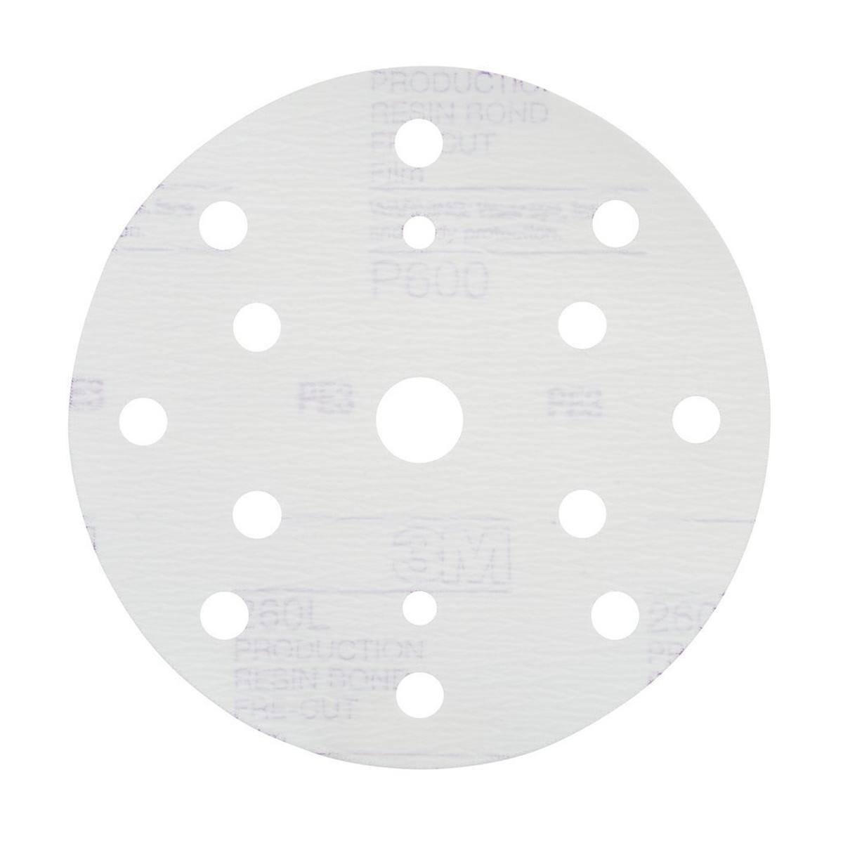 3M Hookit hook and loop adhesive disk 260L, white, 150 mm, P600, 15 holes, 51057