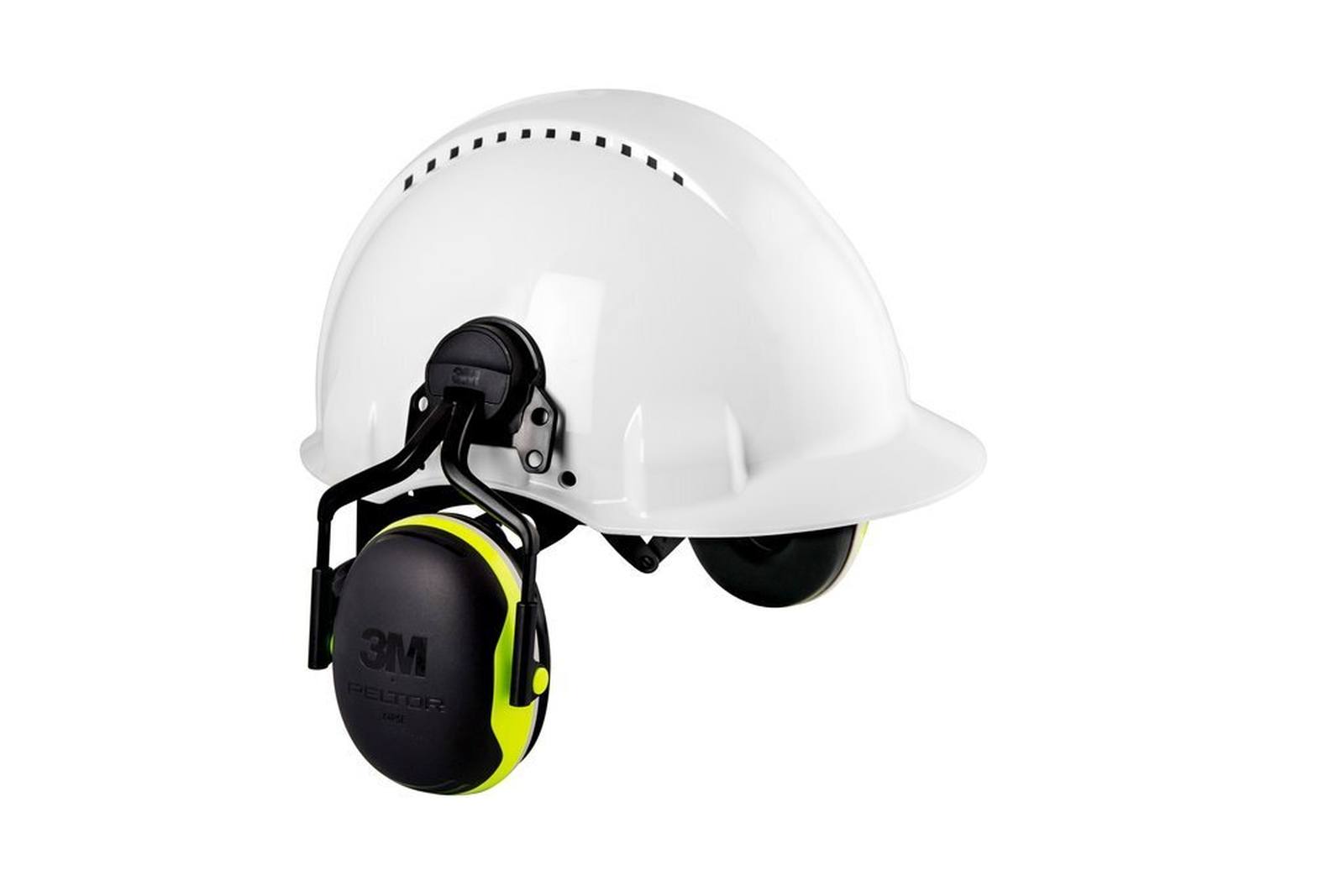 Cuffie auricolari 3M Peltor, attacco per casco X4P3E, neon, giallo, SNR = 32 dB con adattatore per casco P3E (per tutti i caschi 3M, tranne G2000)