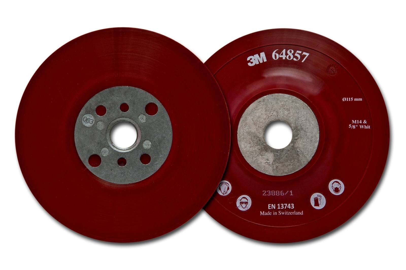 3M high-performance backing pad, red, 125 mm, M14, flat, soft #64858