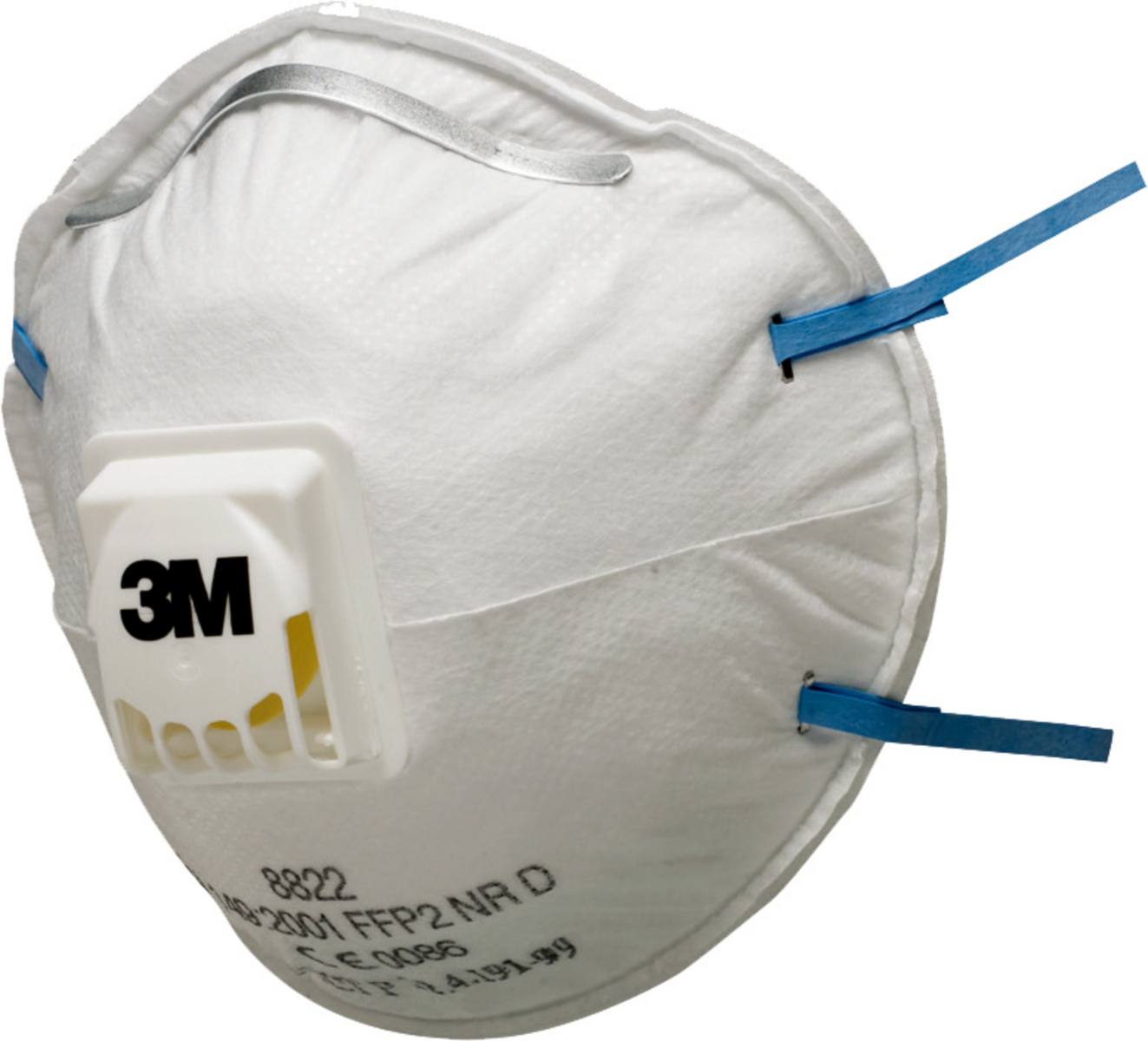 3M 8822 Masque de protection respiratoire FFP2 avec valve d'expiration Cool-Flow, jusqu'à 10 fois la limite d'exposition