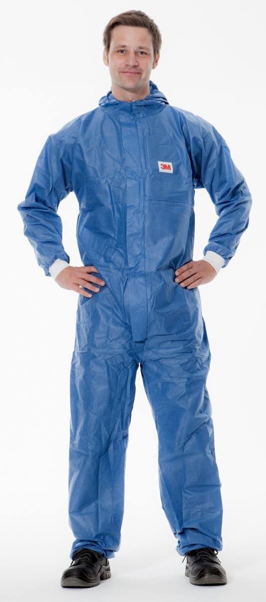 3M 4530 coverall, blue white, type 5/6, size 3XL, material SMMS low-linting, breathable, antistatic, flame-retardant, knitted cuffs