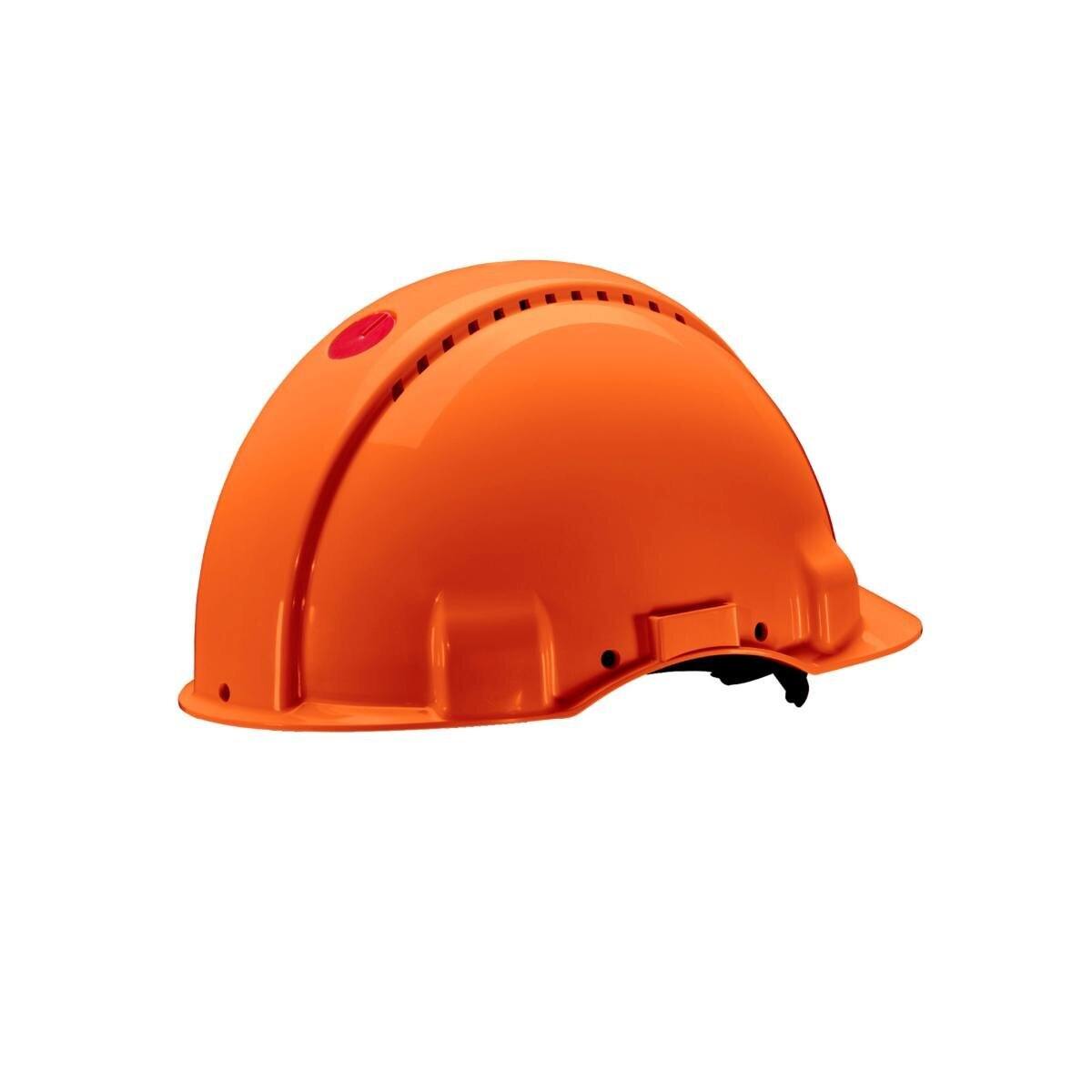 3M G3000 safety helmet G30MUO in orange, ventilated, with uvicator, ratchet and leather sweatband