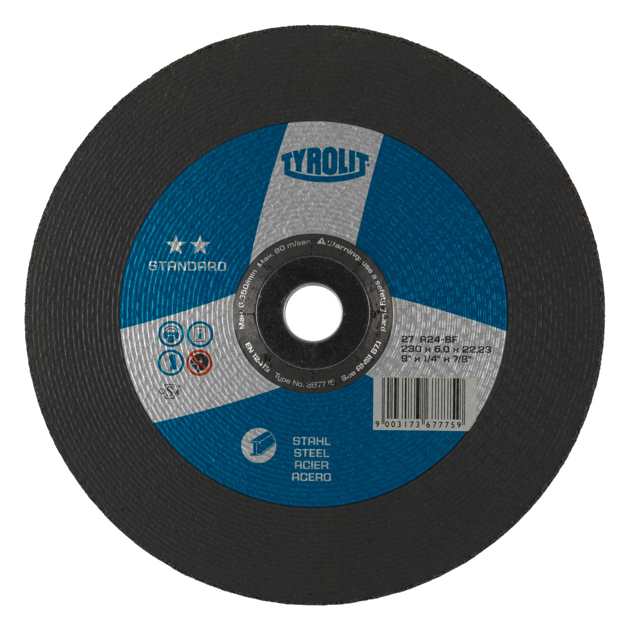 TYROLIT disco de desbaste DxUxH 178x6x22,23 Para acero, forma: 27 - versión offset, Art. 367773