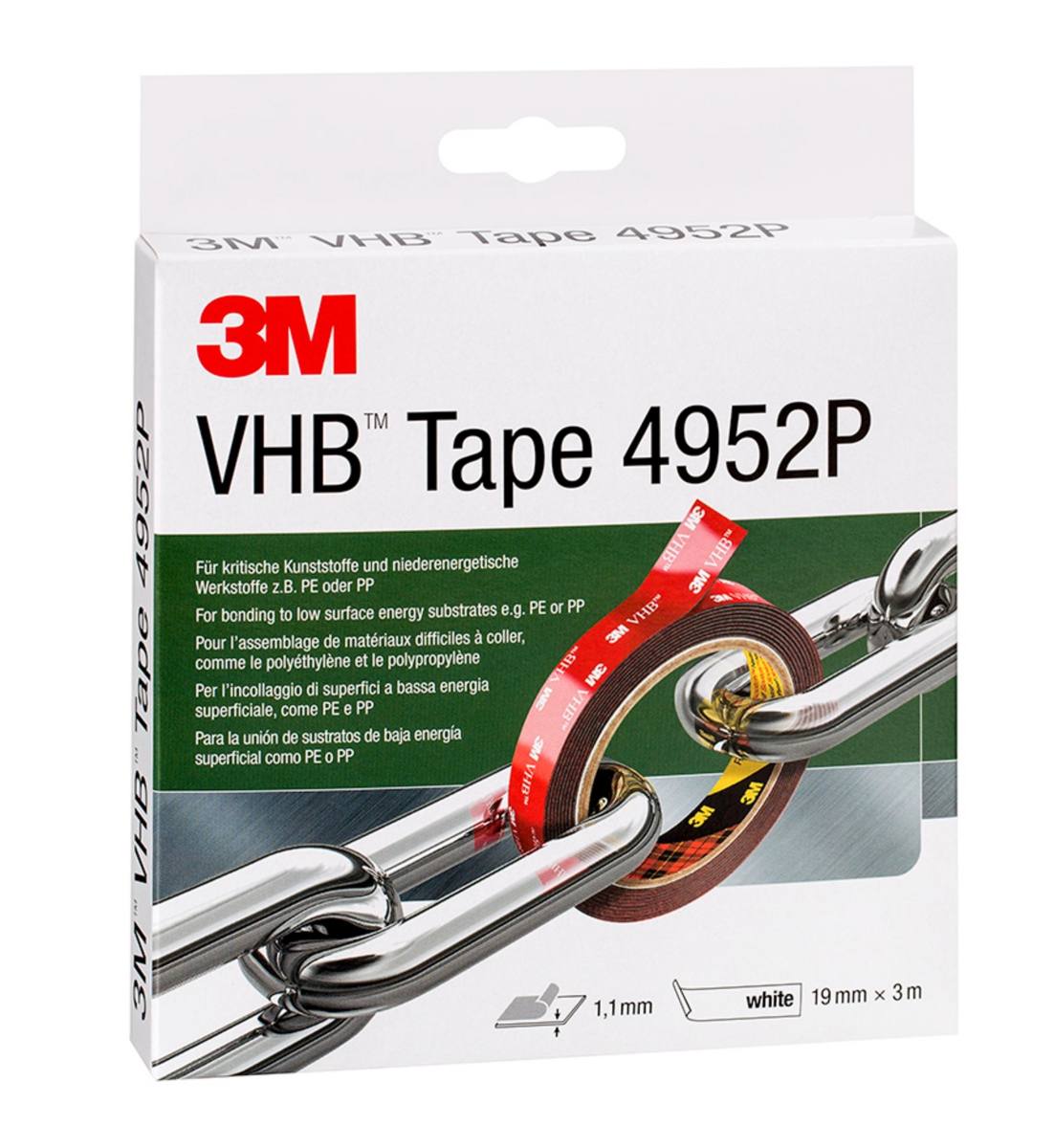 3M VHB adhesive tape 4952P, white, 19 mm x 3 m, 1.1 mm