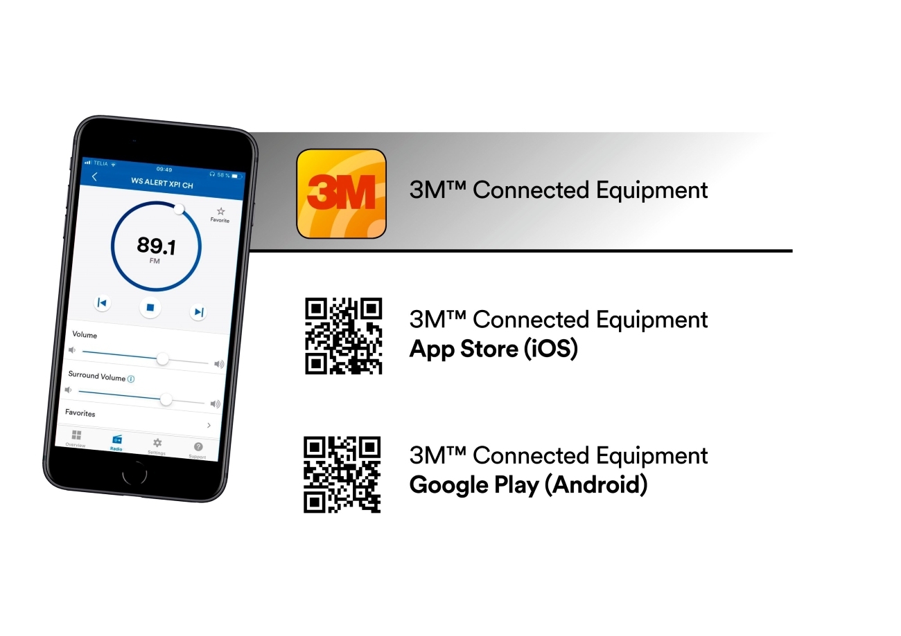 3M Peltor WS ALERT X headset, 30 dB, Bluetooth single-point technologie, helmbevestiging, compatibel met mobiele app, helder geel, MRX21A4WS6