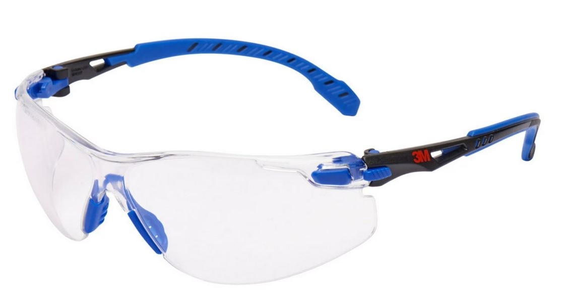 Lunettes de protection 3M Solus 1000, branches bleues/noires, traitement anti-buée/anti-rayures Scotchgard (K&N), écran transparent, S1101SGAF-EU