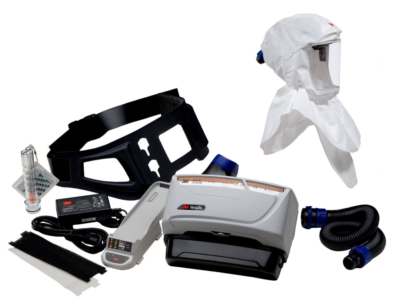 3M TR-619+ Versaflo starter pack incl. TR-602E, accessori e 3M Versaflo premium lightweight bonnet S657 starter pack incl. supporto per la testa e pettorina interna, materiale: Web 24