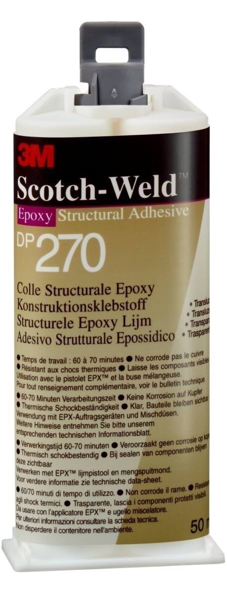 Starter set: 1x 3M Scotch-Weld 2-component construction adhesive EPX System DP270, black, 48.5 ml, 1x S-K-S hand tool for EPX 38 to 50 ml cartridges incl. feed piston 2:1 & 10:1, 3x mixing nozzle