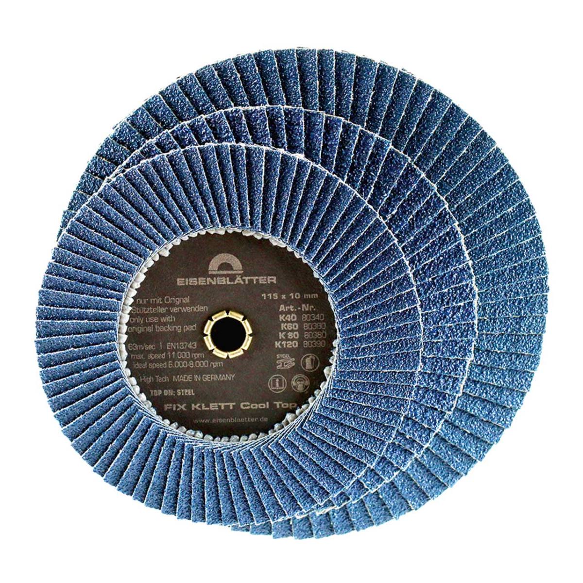 FIX KLETT Cool Top, 125 mm x 10 mm, grain 40, Velcro, flap disc